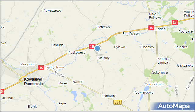 mapa Kiełpiny, Kiełpiny gmina Kowalewo Pomorskie na mapie Targeo